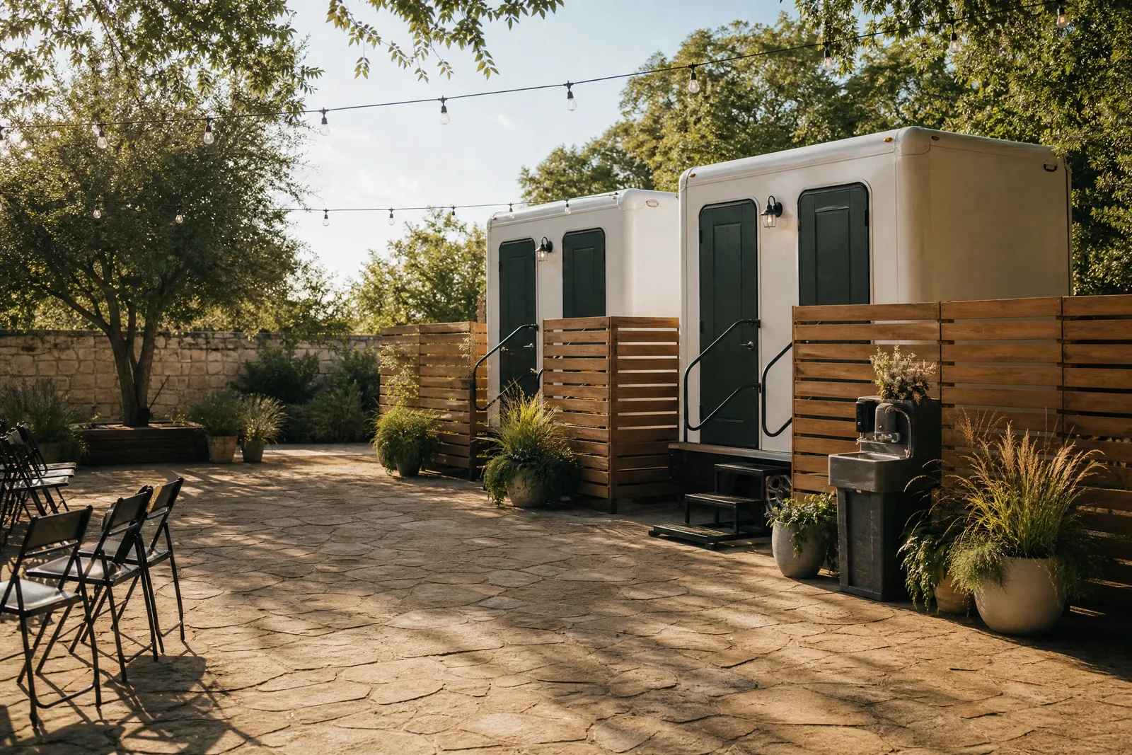 Portable toilets for construction and renovation portable sanitation setup